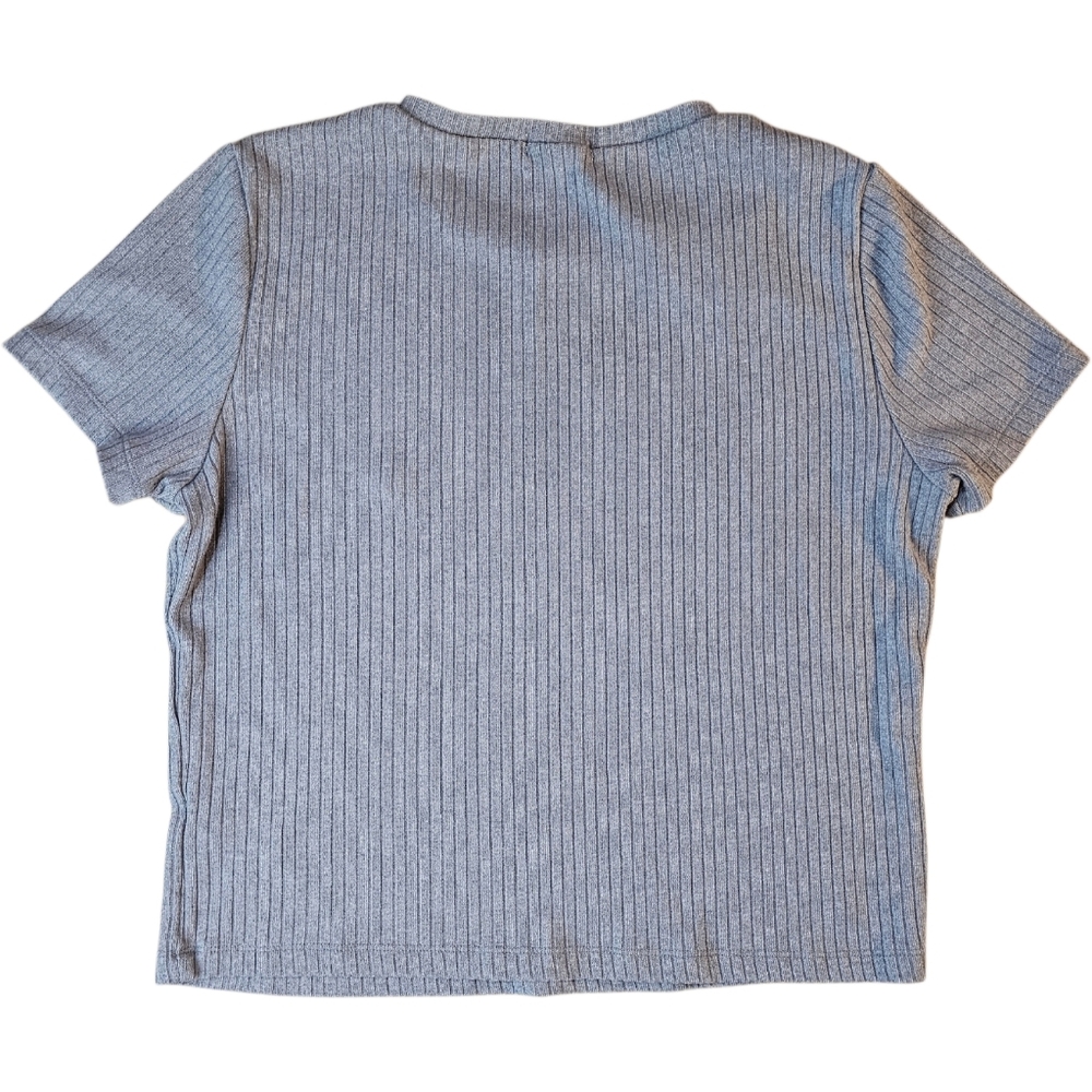 ๐ผ4/$30 Ardene Grey Ribbed Cropped Tee Fitted Top Size Large โจ - Picture 7 of 7